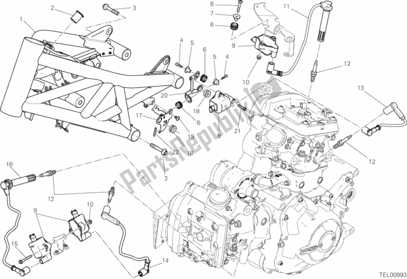 All parts for the Frame of the Ducati Diavel Xdiavel S 1260 2017